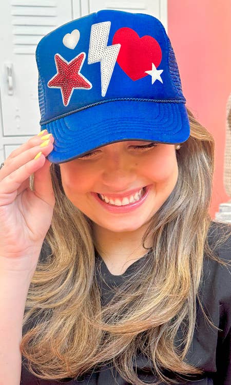 Red, White and Blue Sparkle Things Trucker Hat