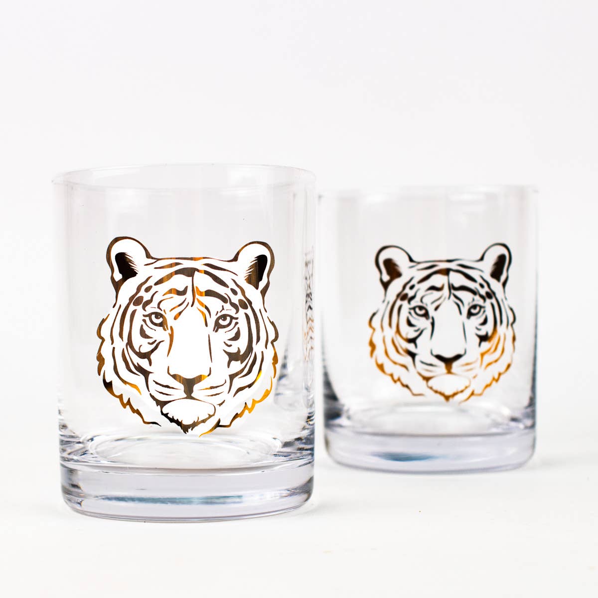 Tiger Rocks Glass Set    Clear/Gold   13oz