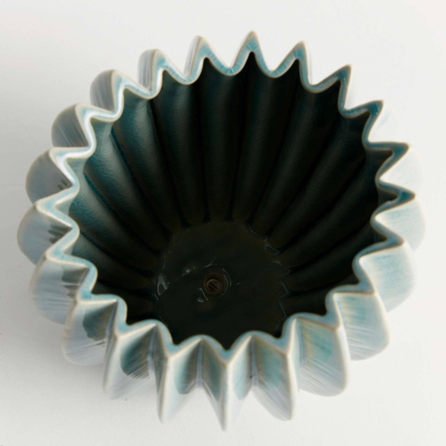 Nikko Pot Large - Blue Ceramic Cachepot with Drain Hole