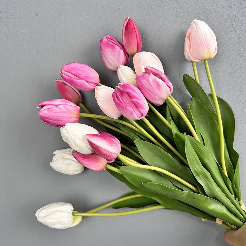 19''T Real Touch Tulips bunch, Faux Tulips Spring Flowers