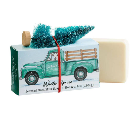 CHRISTMAS GOAT MILK SISSAL TREE BAR SOAP - SUGARED SPRUCE