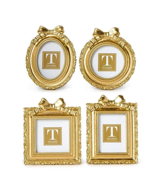 Vintage Gold Mini Photo Frame w/ Accent Bow