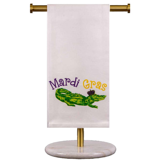 Mardi Gator King Hand Towel   White/Multi   20x28