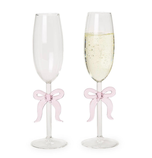 Pink Bow Champagne Glass