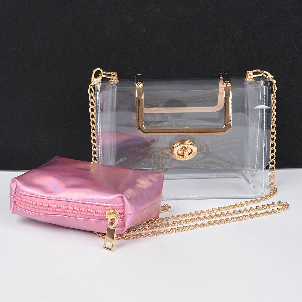 Metal Handle Clear Bag W/Pouch