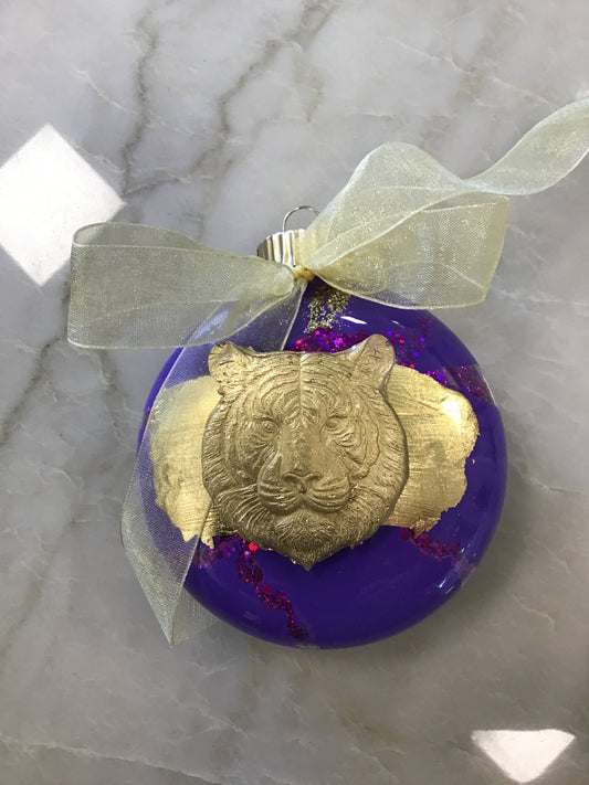 ED 4 in glass Ornament-Tiger