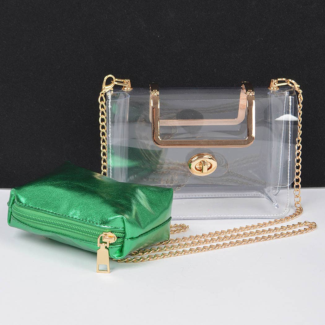 Metal Handle Clear Bag W/Pouch