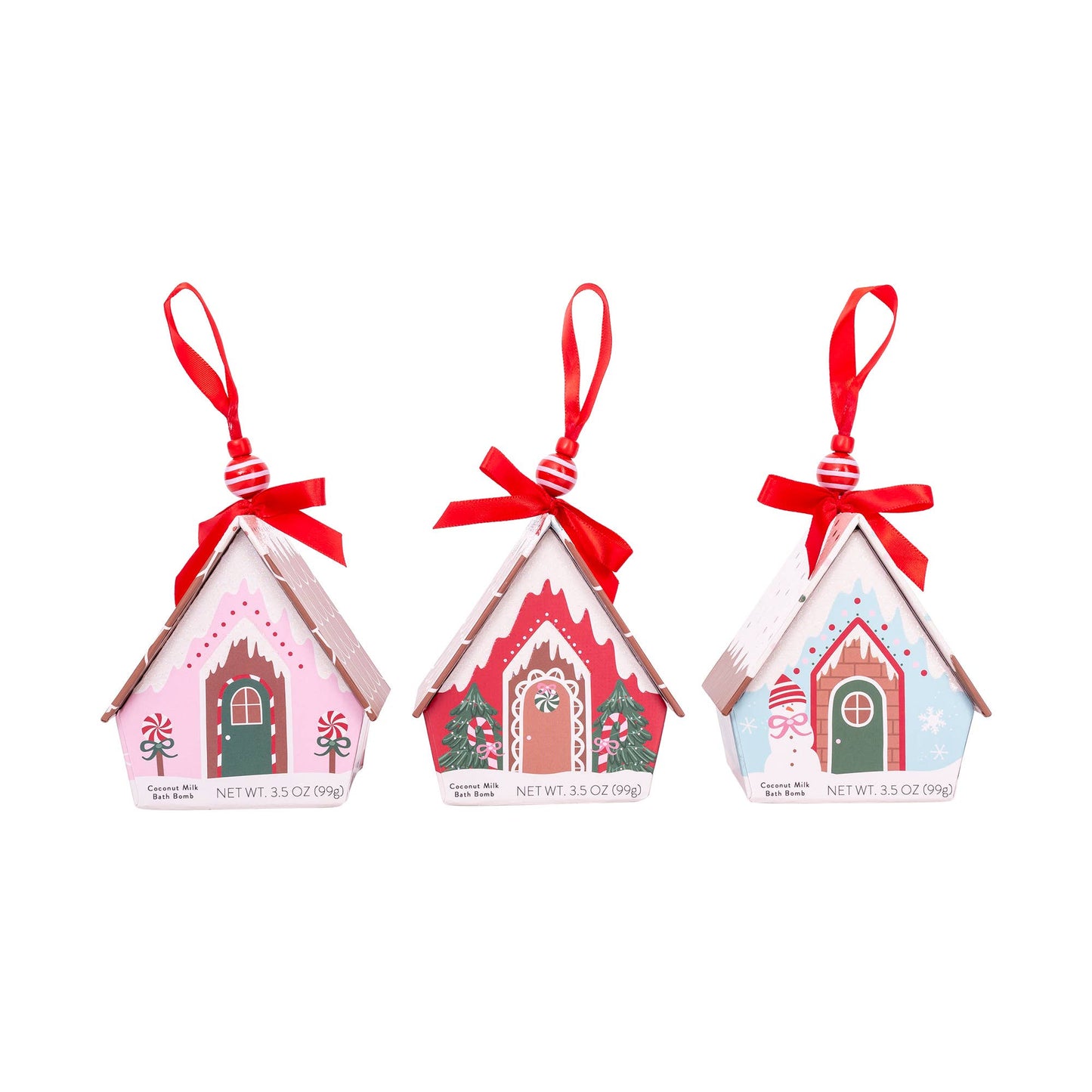 Bath Bomb Christmas Ornament House - Red