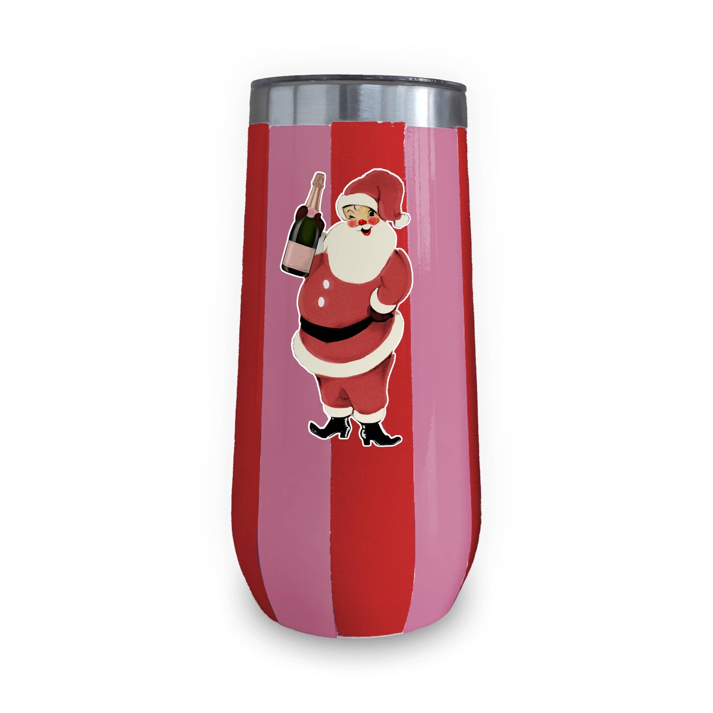 Insulated Champagne Tumbler (Pink/Red) - Santa Champ