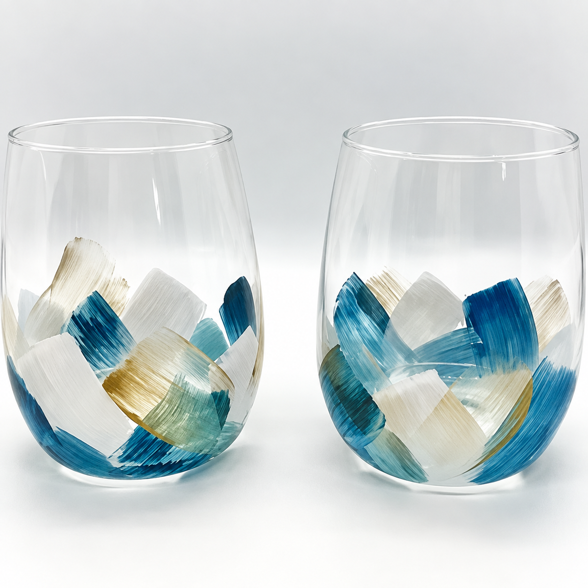 Ocean | Calm | Peaceful Hand-Painted  | Colorful Wine Glass
