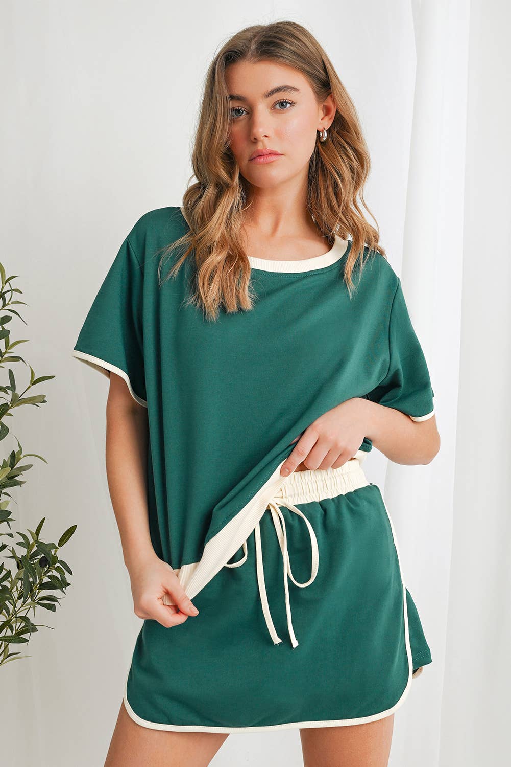 Colorblock Drop Shoulder T Shirt & Skirt Set | S-XL & 1X-4X