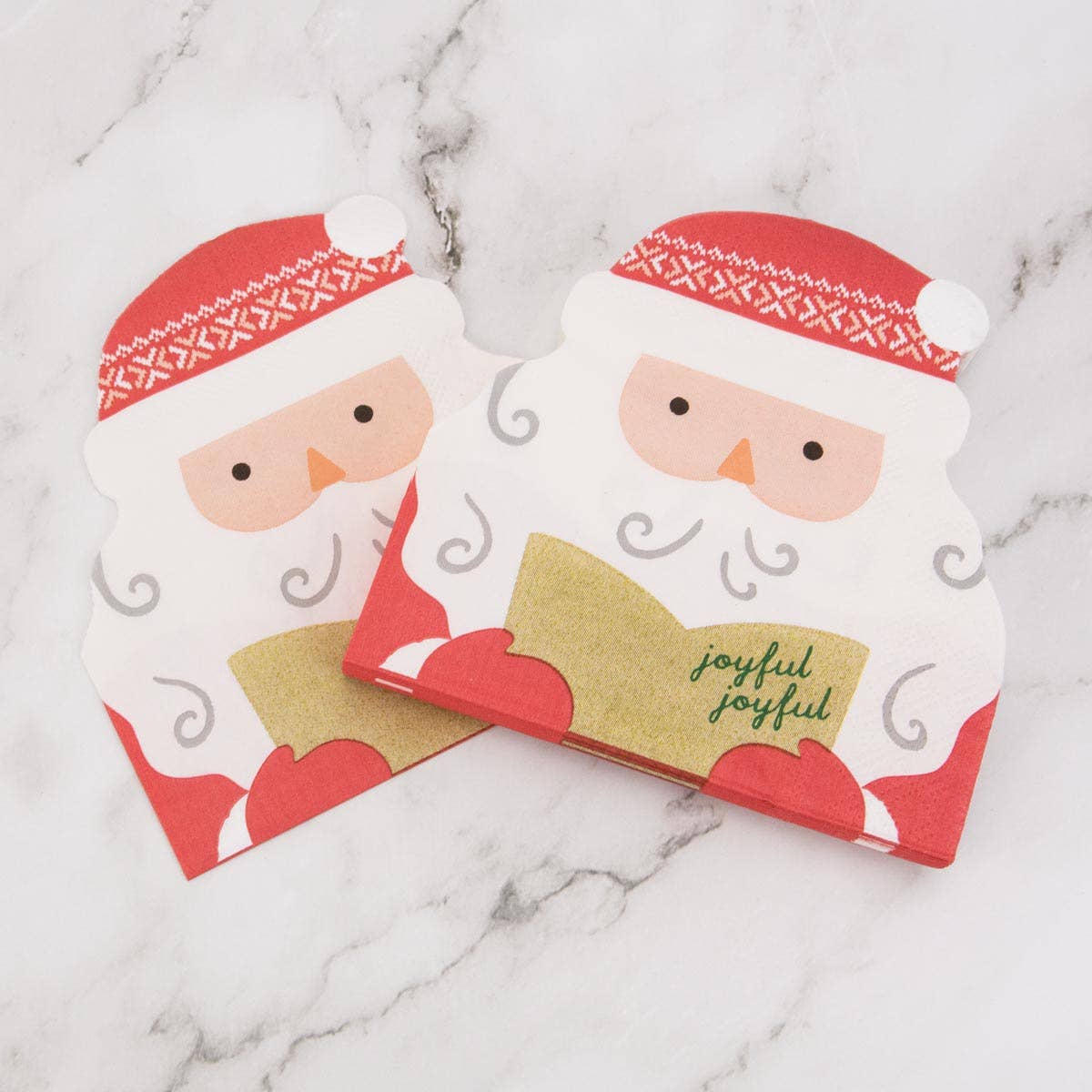 Santa Shaped Cocktail Napkins    Red/White   5"