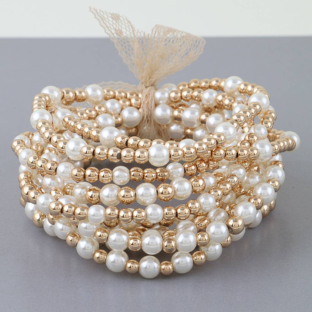 Lace Ribbon Pearl Beaded Bracelet