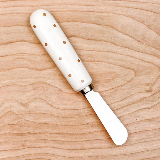 Polka Dot Spreader   White/Gold   5"