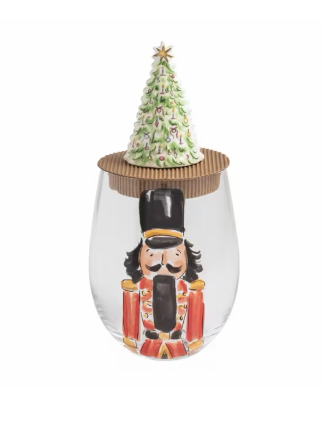 Red Nutrcracker Wine Glass and Stopper Set