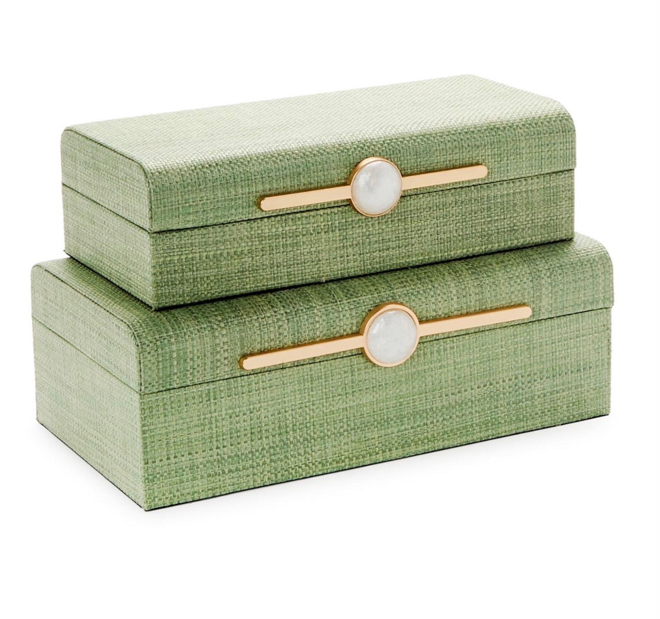 Monaco Green Faux Seagrass Nested Decorative Box (large)