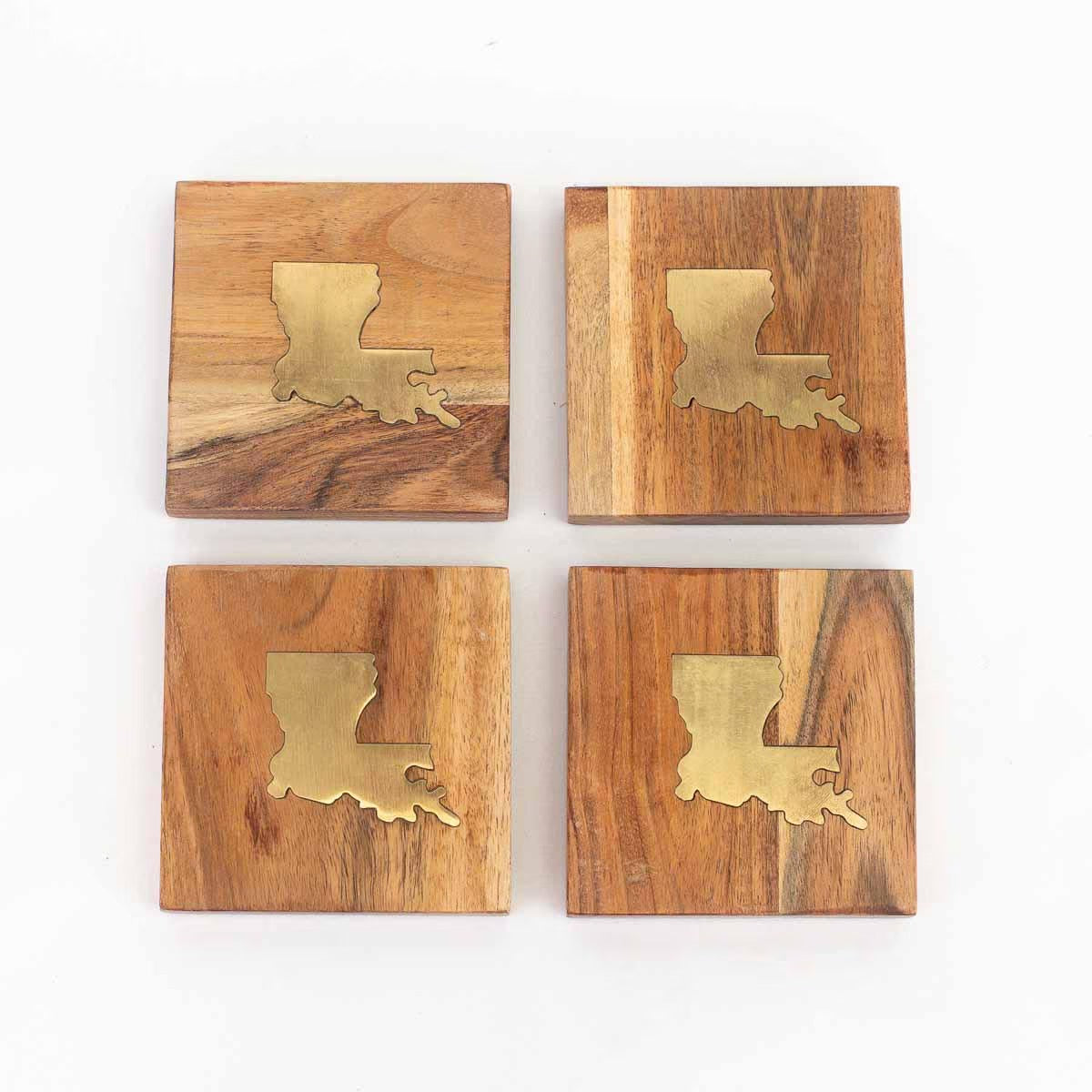 Louisiana Wood Coasters Natural/Brass 4x4