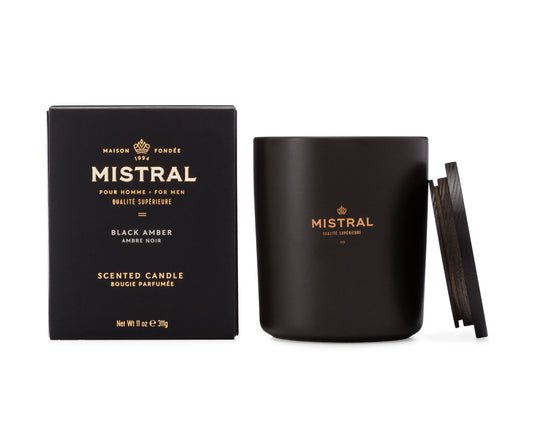 Men's Black Amber Candle