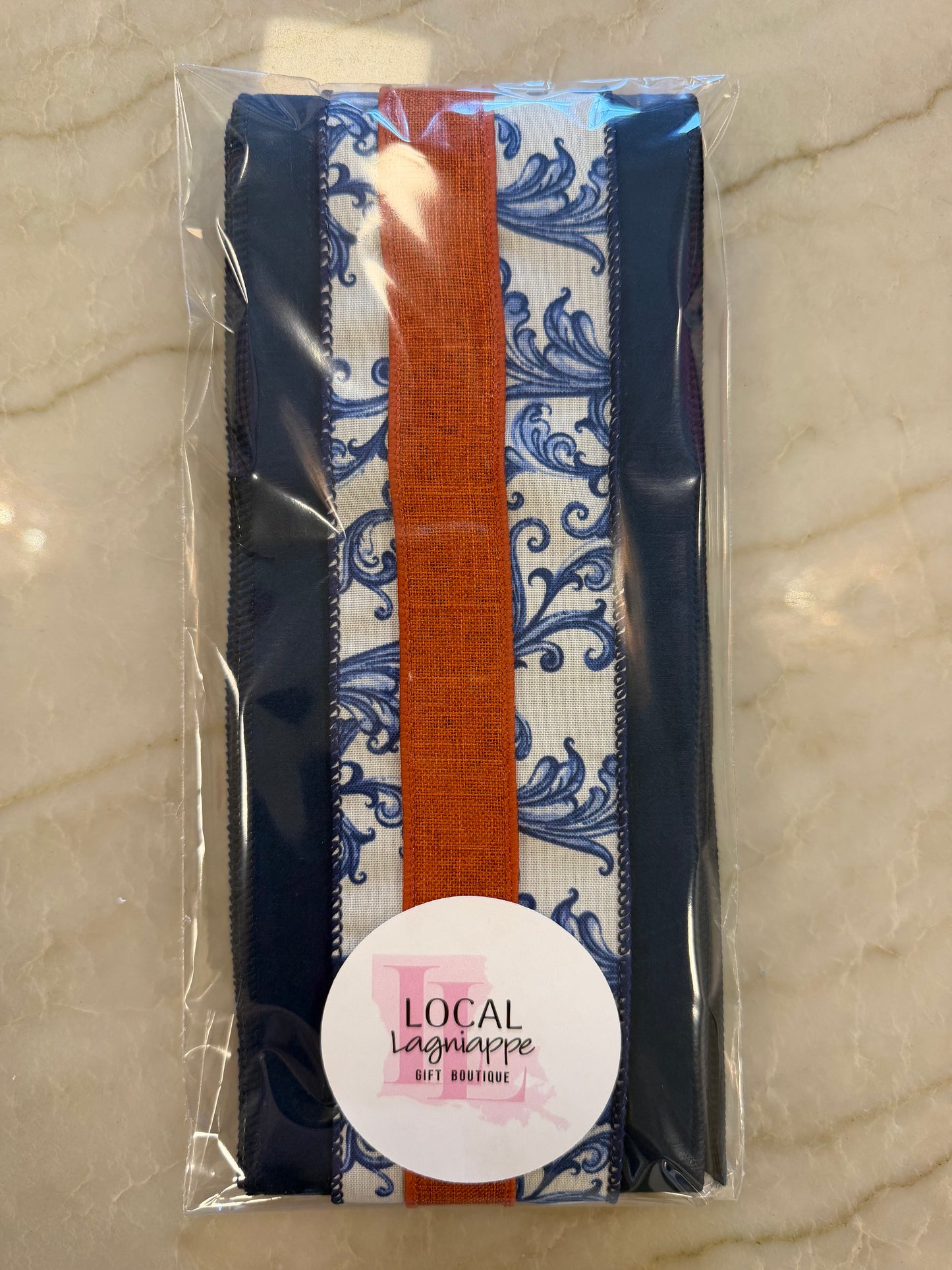 Wreath Sash - Fall Blue & White