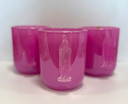 Pink Mother Mary-Garden District/Bella Luxury Candle/White Iridescent