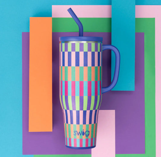 Swig Brite Stripe Mega (40oz w straw lid)