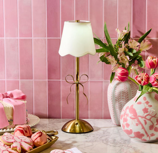 LED Cordless Gold Bow Table Lamp