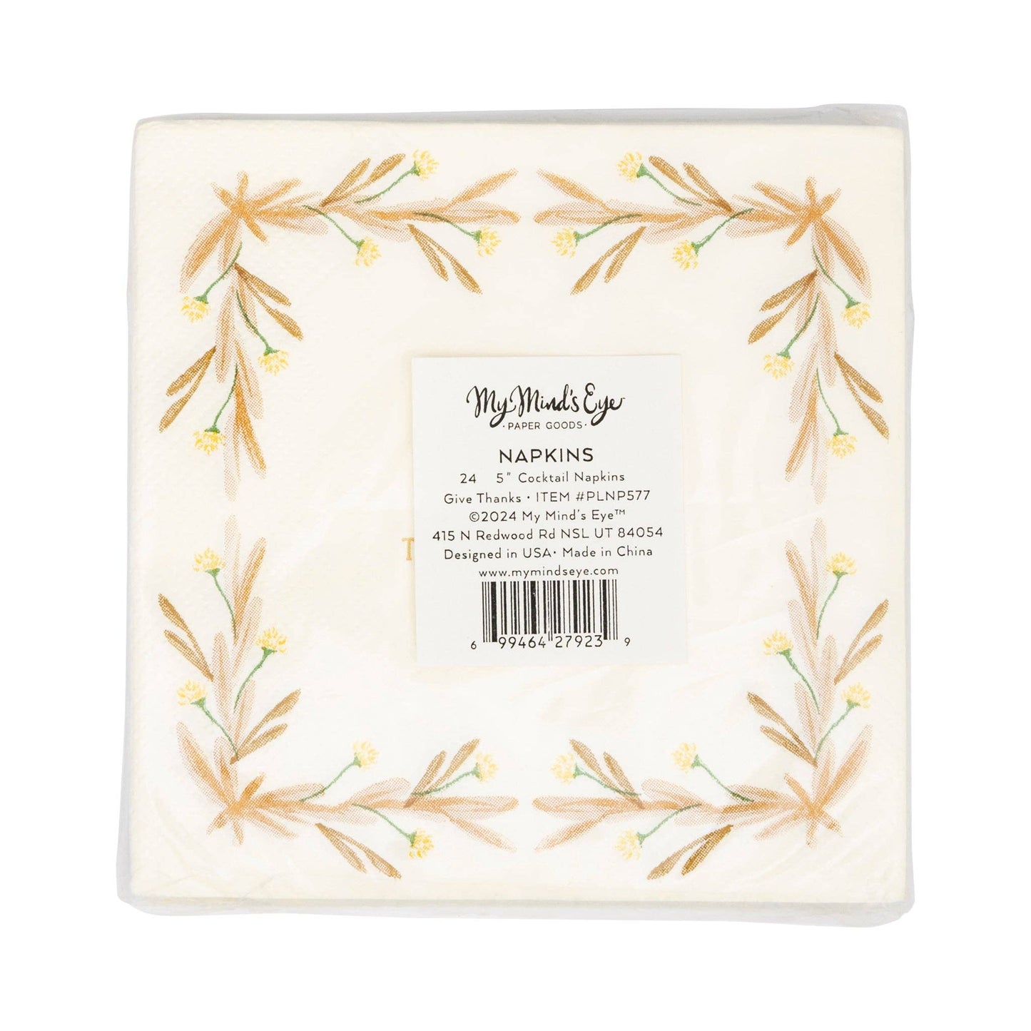 PLNP577 - Give Thanks Cream Cocktail Napkin