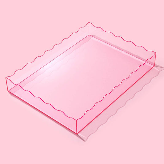 Wavy Acrylic Tray - Rectangle - Large - Light Pink
