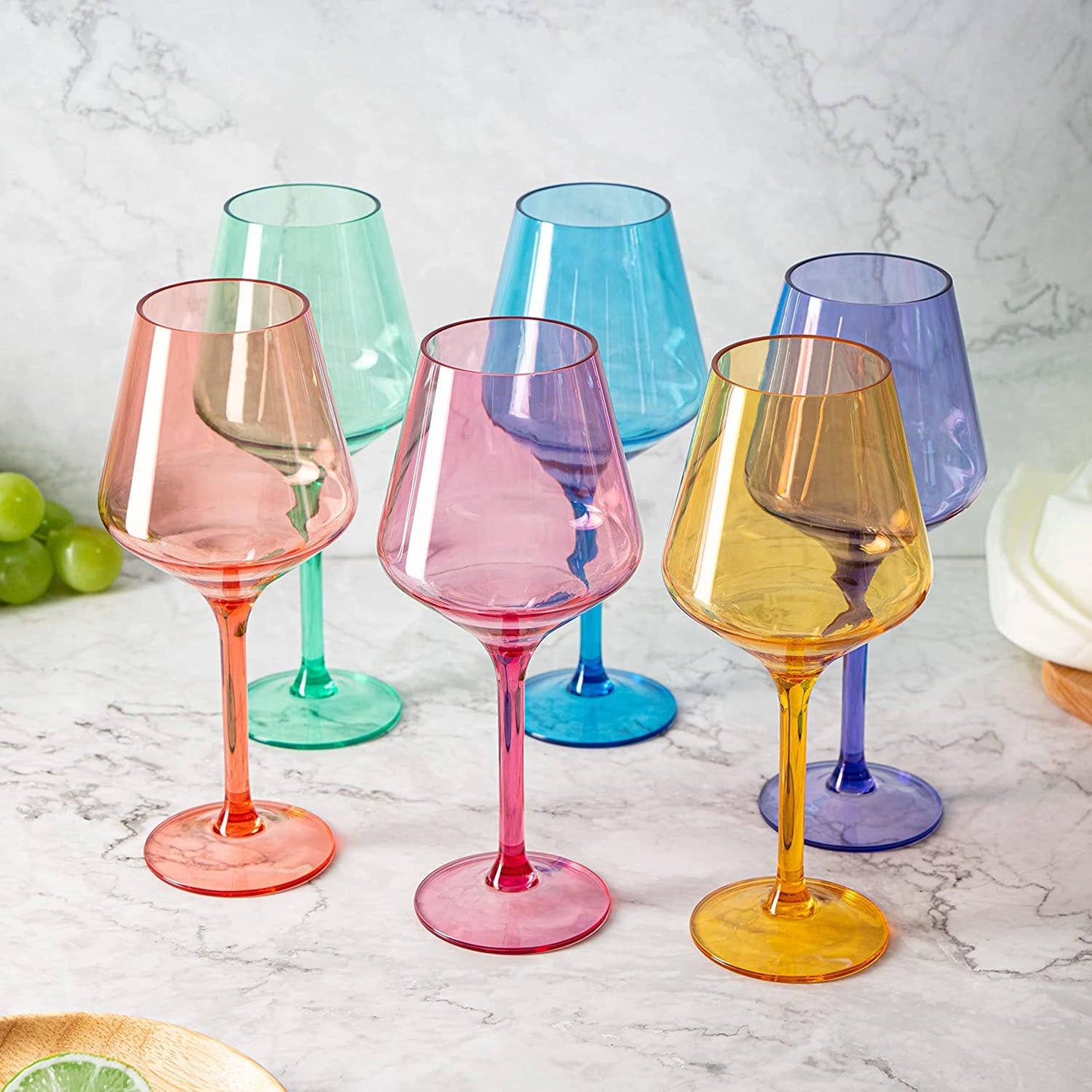 Single Unbreakable Colored Stemmed Wine Glasses, Acrylic Plastic oz
