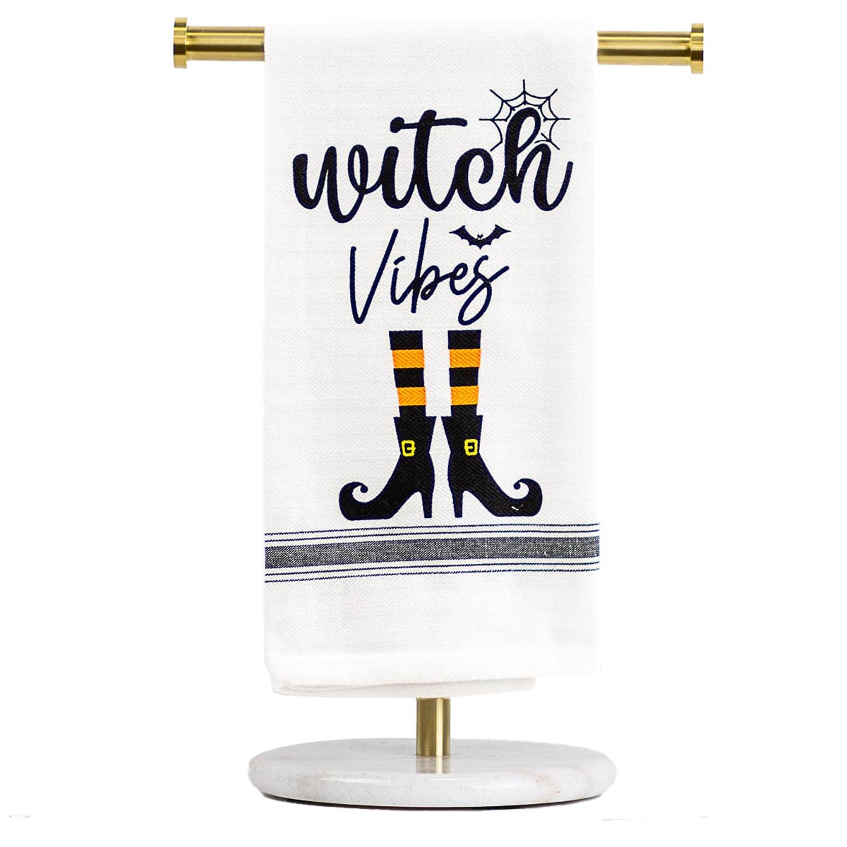 Witch Vibes Hand Towel   White/Black/Orange   20x28