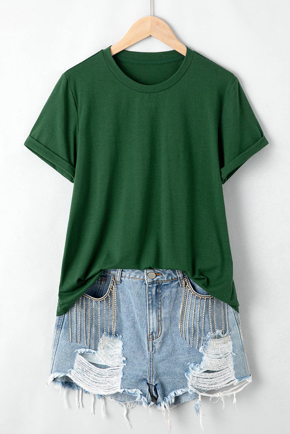 Multicolor Casual Plain Crew Neck Short Sleeve Tee | S-2XL