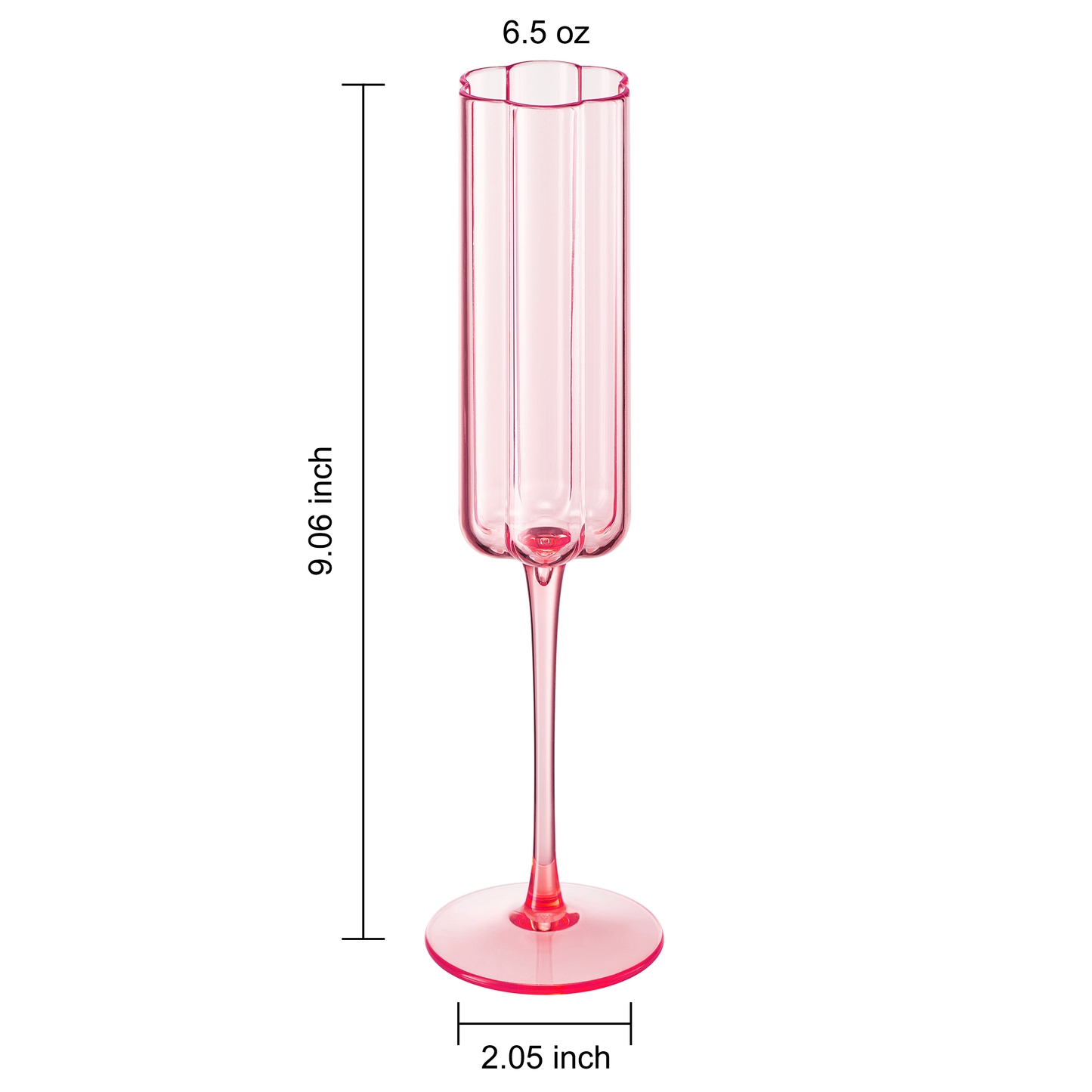 Shatterproof Acrylic Flower Plastic Champagne Flute, 6.5OZ