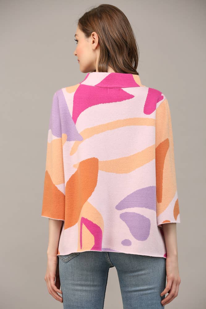 ABSTRACT MOCK NECK SWEATER FW12062