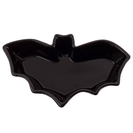 7.5" Long Halloween Bat Shaped Ceramic Bowl Halloween Décor