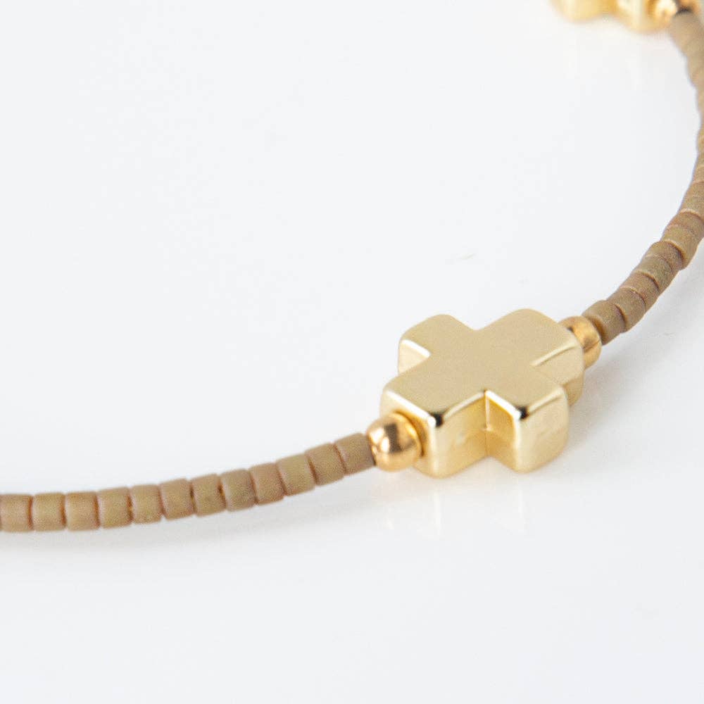 Faithful Cross Bangle-Mocha, Cross Bracelet | Christian