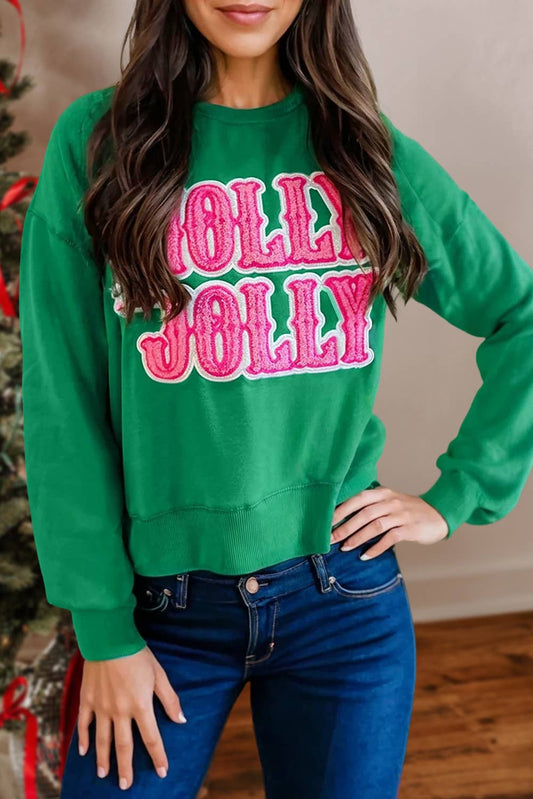 HOLLY JOLLY Christmas Letter Graphic Sweatshirt | S-XL