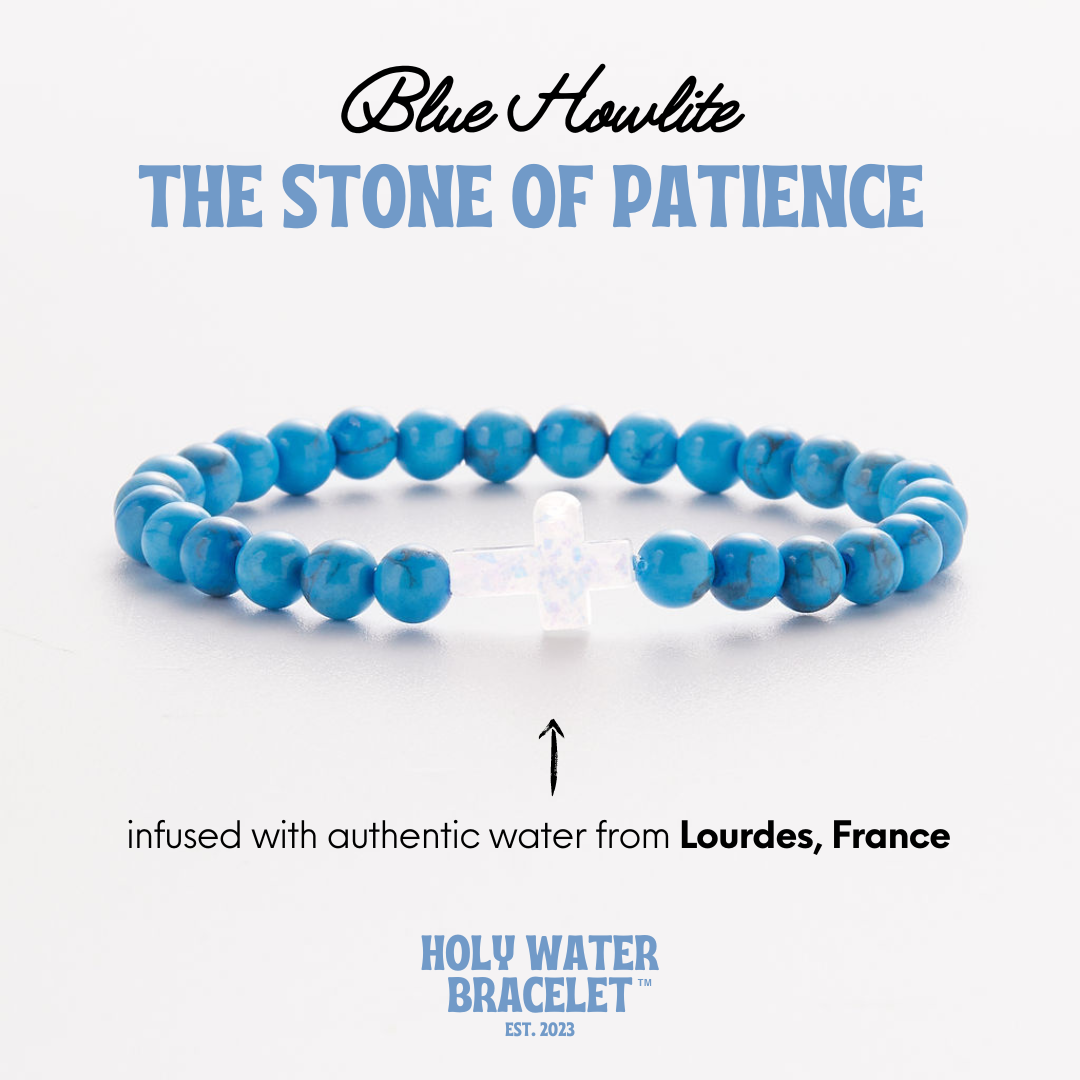 HOLY WATER MENS CROSS BRACELET IN BLUE HOWLITE