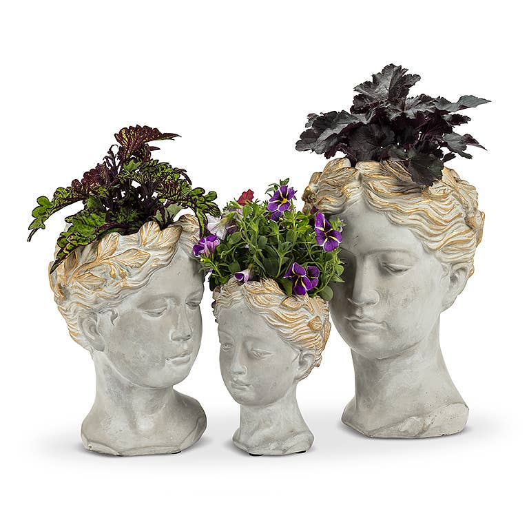 Small Woman Head Planter-8.5"H