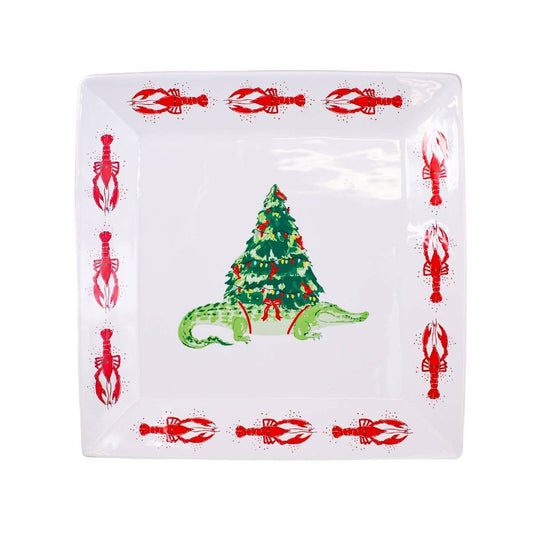 Gator Tree Platter   White/Multi  11.5x11.5