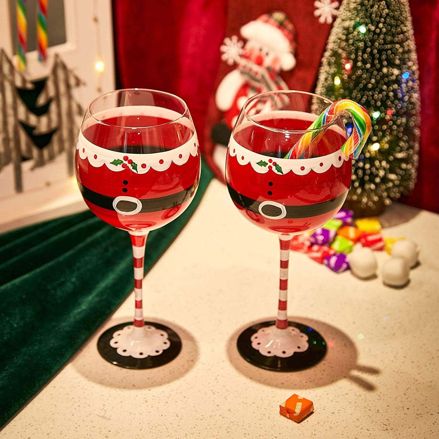 Santa Elf Holiday Stemmed Wine Glass- 18oz Holiday