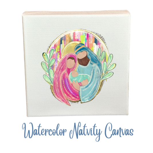 Watercolor Nativity Canvas Art