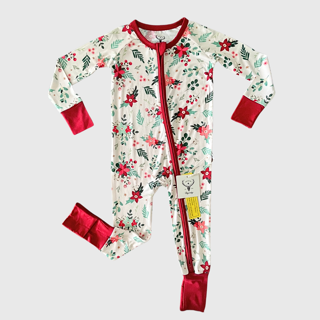 Christmas floral, girls clothing, girls pajamas