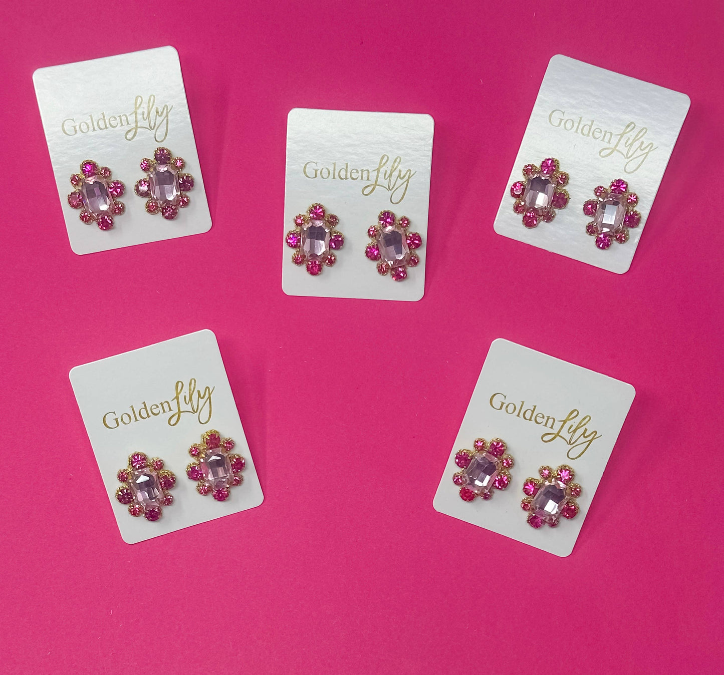 Fall Statement Stud Earrings - Dark Pink and Light Pink