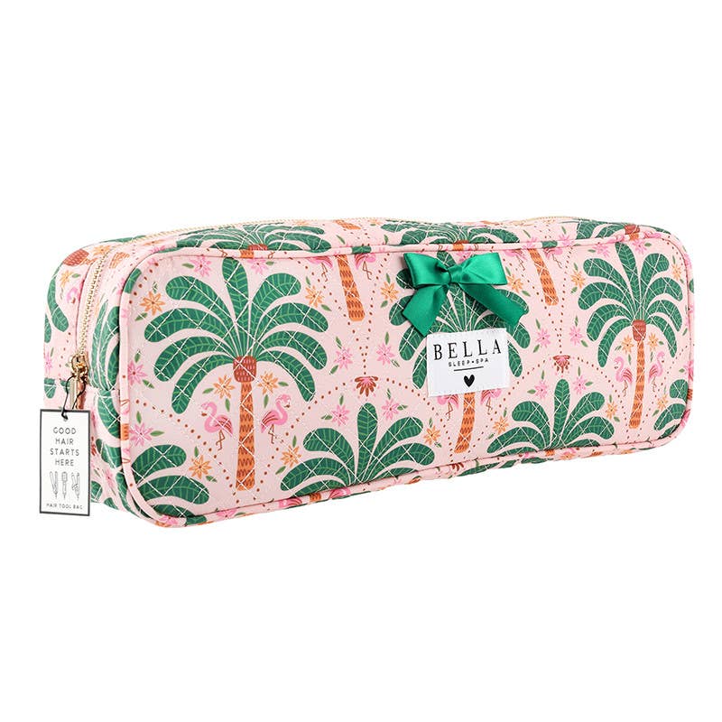 Quilted Hair Tool Bag - Pink + Palm Trees