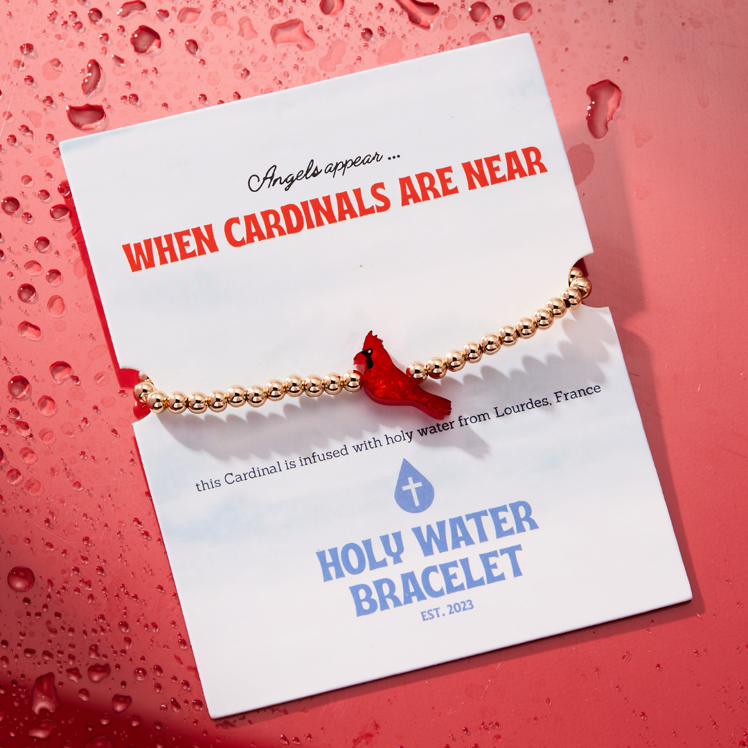 HOLY WATER RED CARDINAL BRACELET IN GOLD