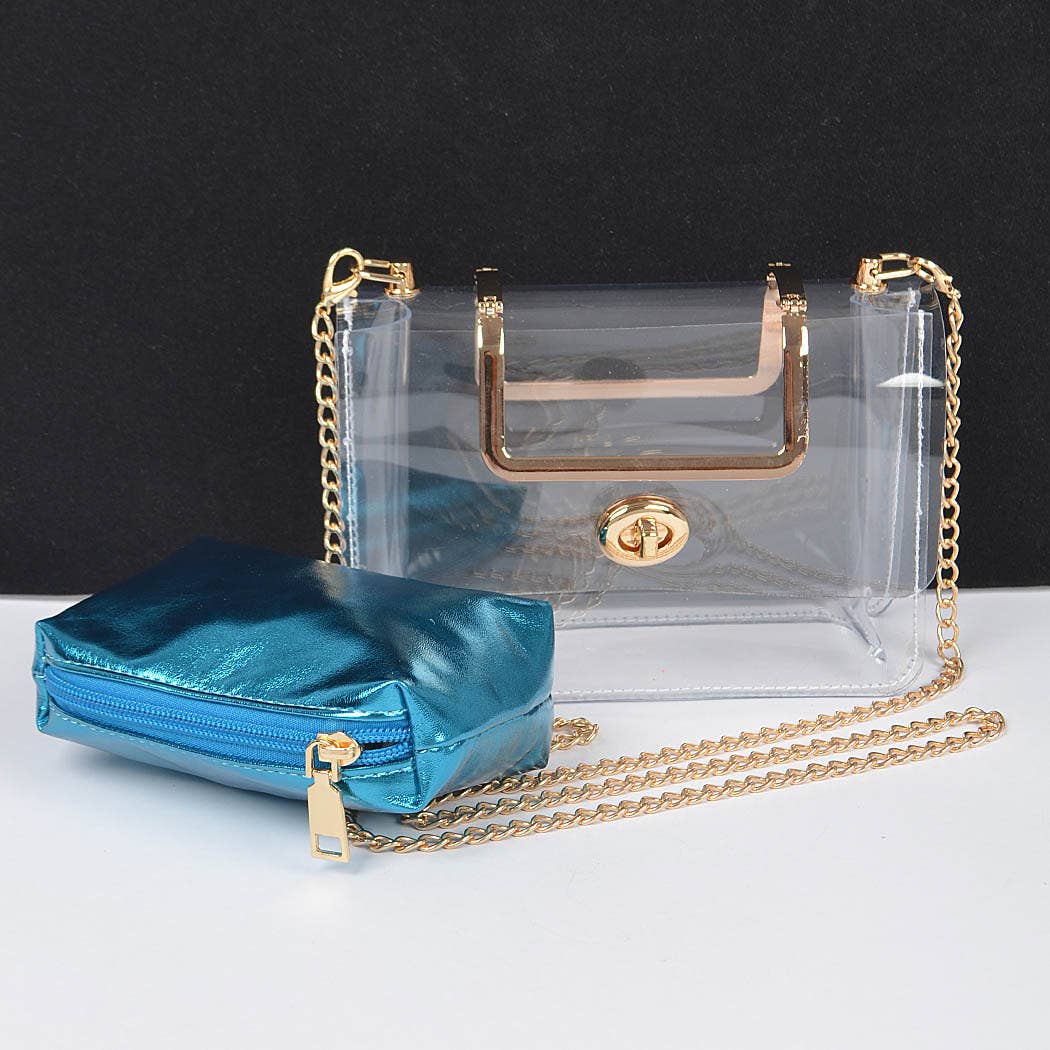 Metal Handle Clear Bag W/Pouch