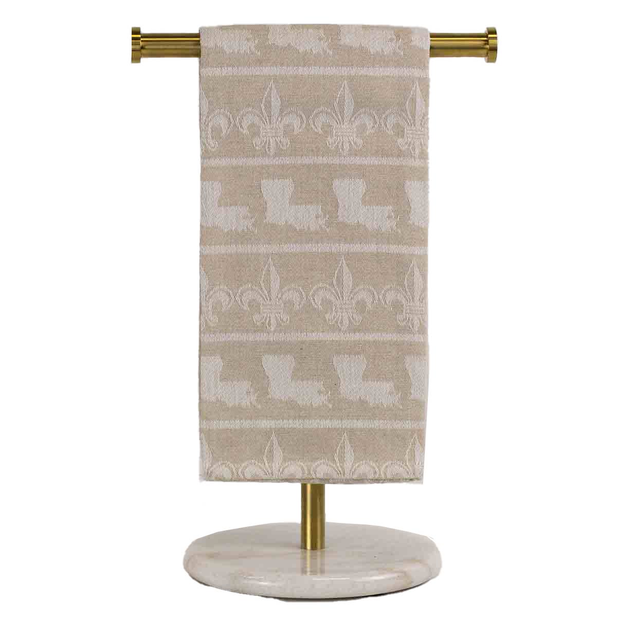 Louisiana Fleur Jacquard Hand Towel   Taupe   20x28