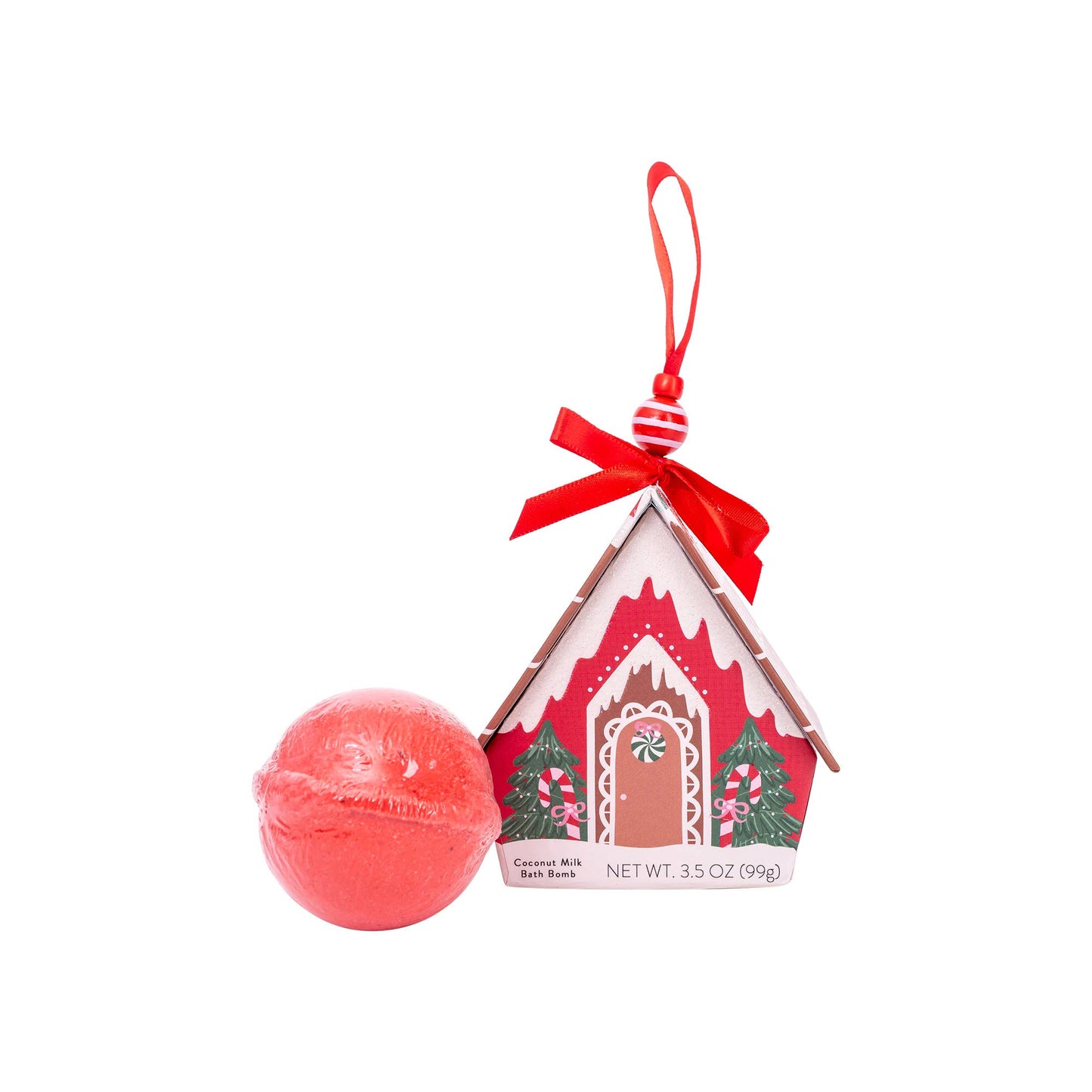 Bath Bomb Christmas Ornament House - Red