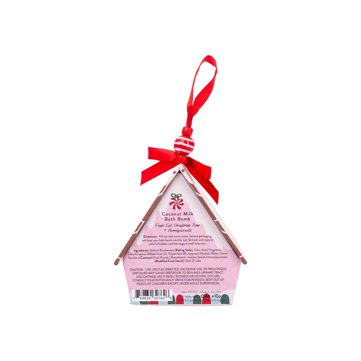 Bath Bomb Christmas Ornament House - Pink