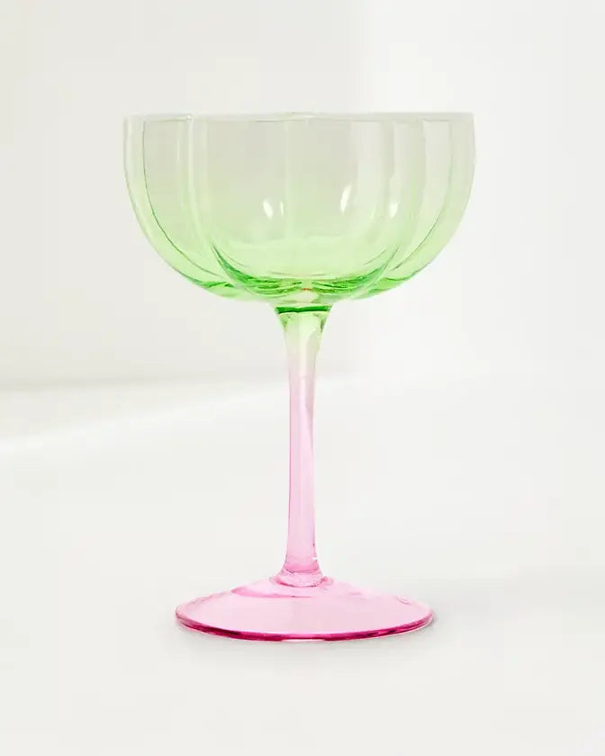 Coupe Glass Set, Jade Lime/Pink Muse Ombre